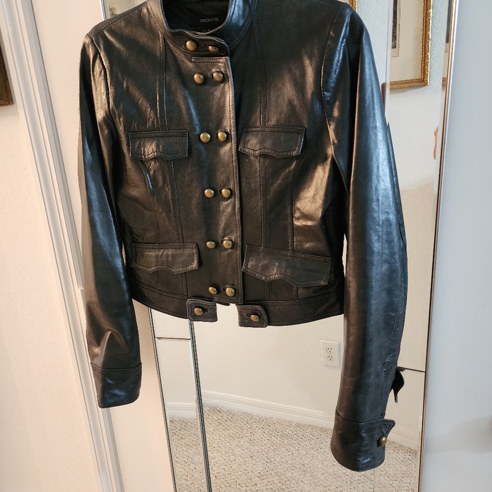 ARDEN B womens black leather military style jacket size medium (6-8)